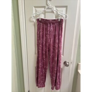Hello Mello Lounge Pants Pajamas Pink Wildflowers‎ Sz Sm/med Lightweight Soft
